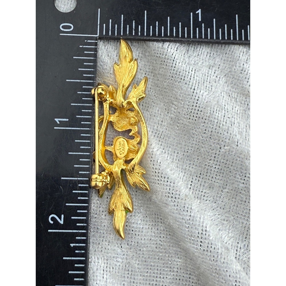 Vintage Joan Rivers Flower Brooch Double Gold Tone Enamel - Picture 6 of 7